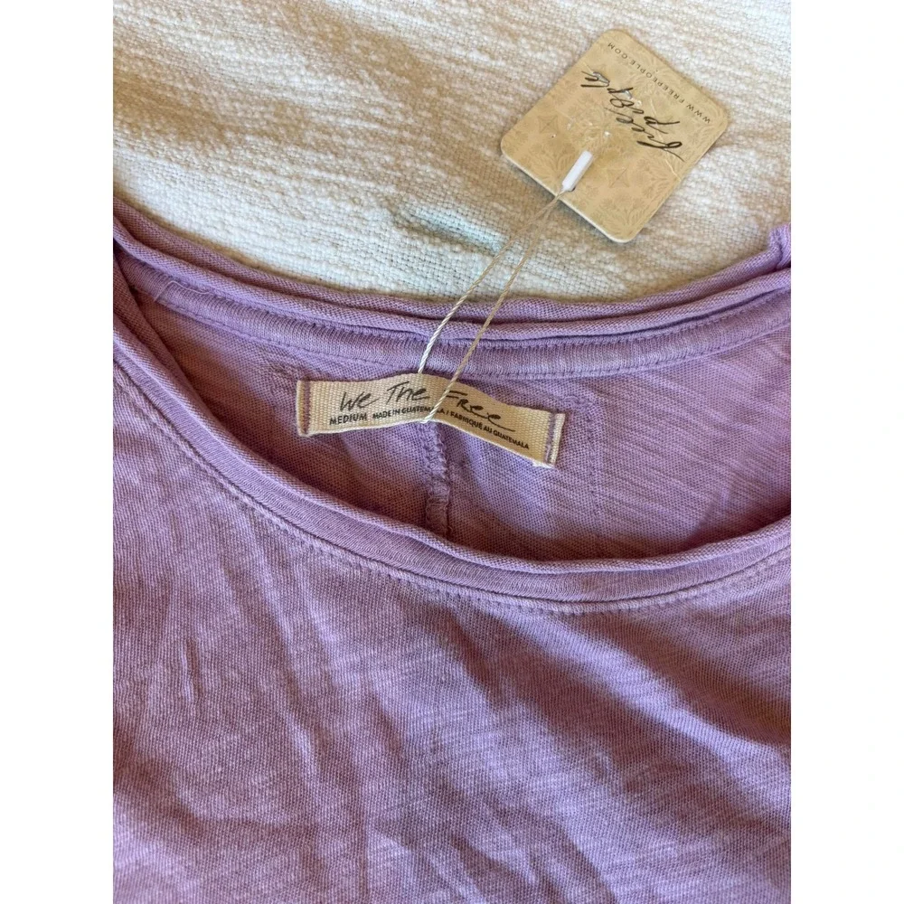 Free People We The Free‎ Blue Moon Knit Lettuce Edge Tee Purple XS